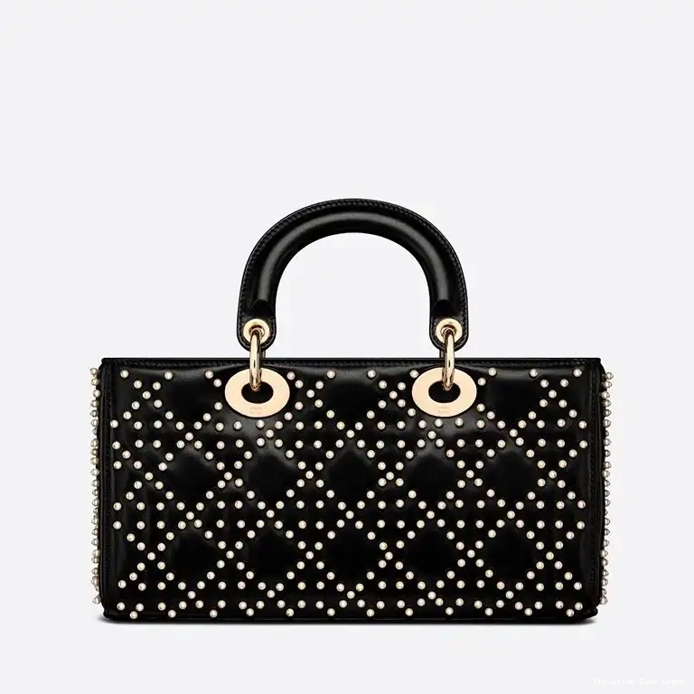 Cheap Medium D-Joy Cannage Lady Beads Lambskin Black Motif Bag with 0608 Luxury
